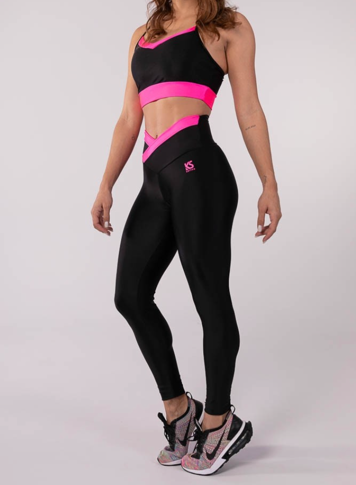 Legging Negra y Rosa